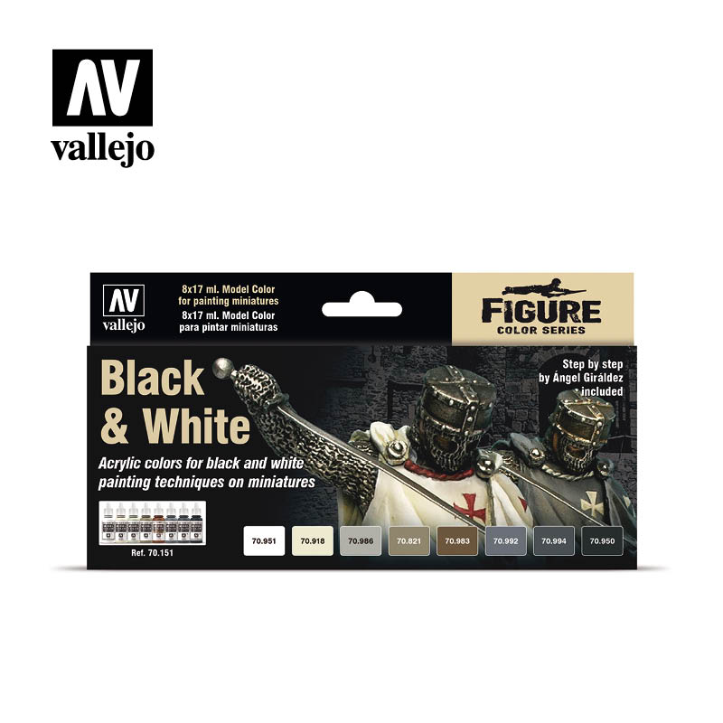 Vallejo Model Colour - Black & White Set (8) by Angel Giráldez