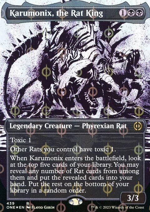 Karumonix, the Rat King (Borderless Ichor Step-and-Compleat Foil) [Phyrexia: All Will Be One]