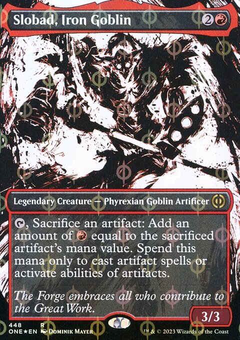 Slobad, Iron Goblin (Borderless Ichor Step-and-Compleat Foil) [Phyrexia: All Will Be One]
