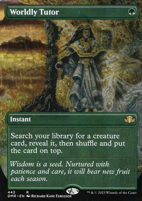 Worldly Tutor (Borderless Alternate Art) [Dominaria Remastered]