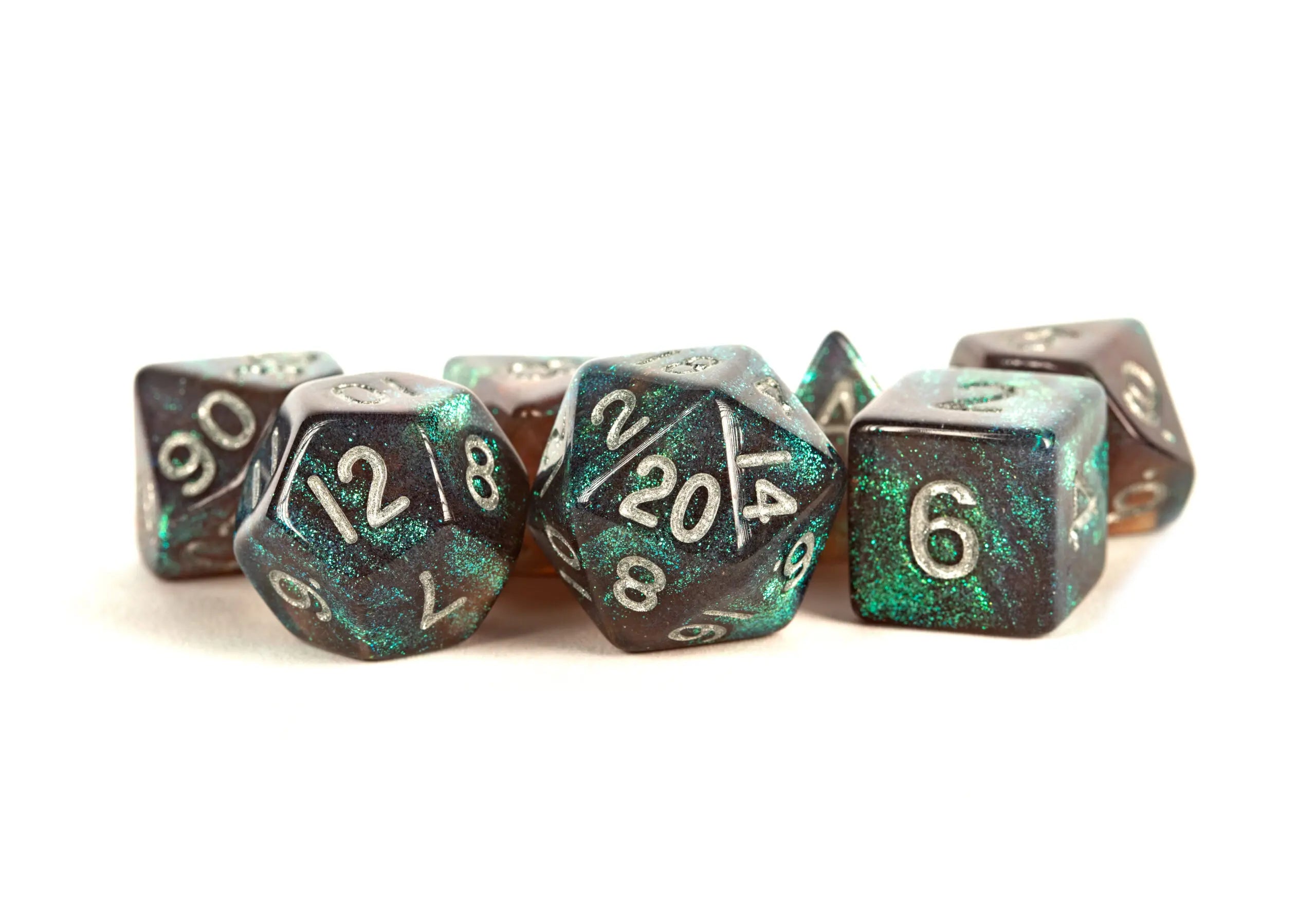 MDG: 16mm Polyhedral Dice Set - Stardust Gray w/ Silver Numbers