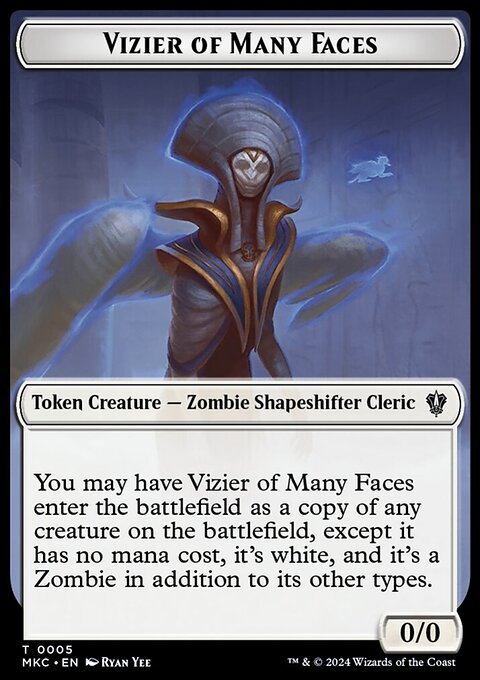 Vizier of Many Faces // Zombie Double-Sided Token [Murders at Karlov Manor Commander Tokens]