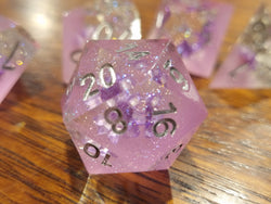 Mystical Garden - Sharp Edge Purple Flower Resin Dice