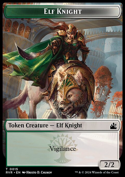 Elf Knight // Dragon Double-Sided Token [Ravnica Remastered Tokens]