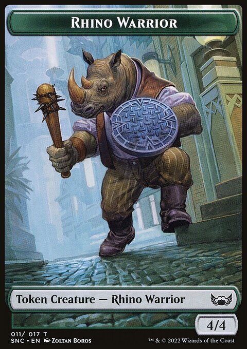 Cat // Rhino Warrior Double-Sided Token [Streets of New Capenna Tokens]