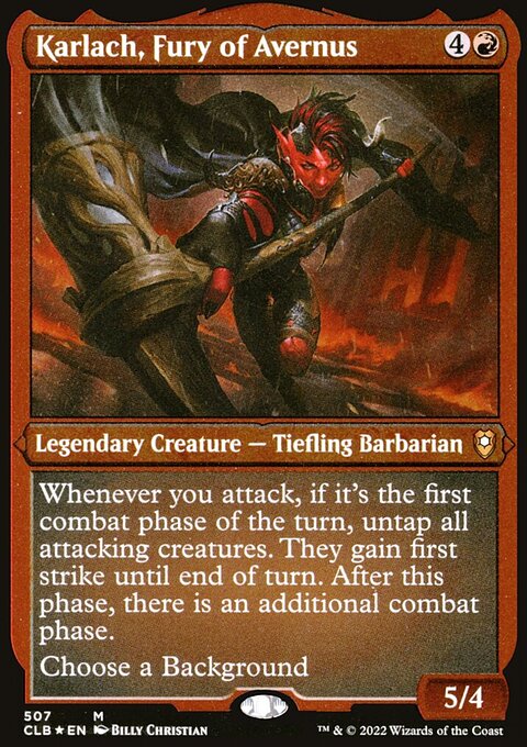 Karlach, Fury of Avernus (Foil Etched) [Commander Legends: Battle for Baldur's Gate]