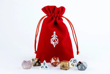 Fanroll: Small Velvet Dice Bag: Red w/ Gold Satin