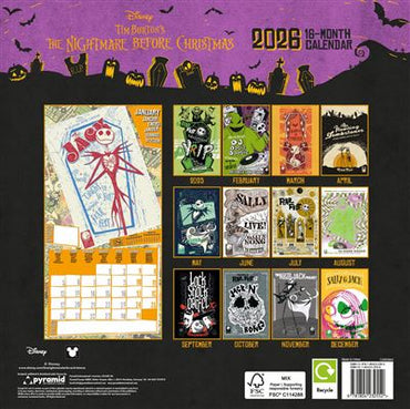 Nightmare Before Christmas - 2026 Square Wall Calendar