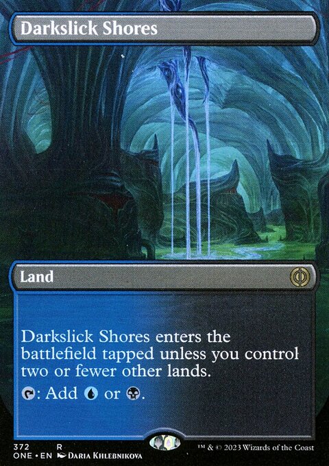 Darkslick Shores (Borderless Alternate Art) [Phyrexia: All Will Be One]