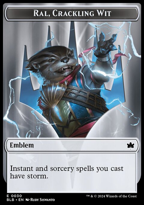 Emblem - Ral, Crackling Wit // Bushy Bodyguard Double-Sided Token [Bloomburrow Tokens]