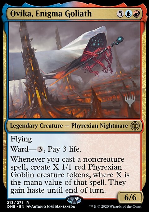 Ovika, Enigma Goliath [Phyrexia: All Will Be One Prerelease Promos]