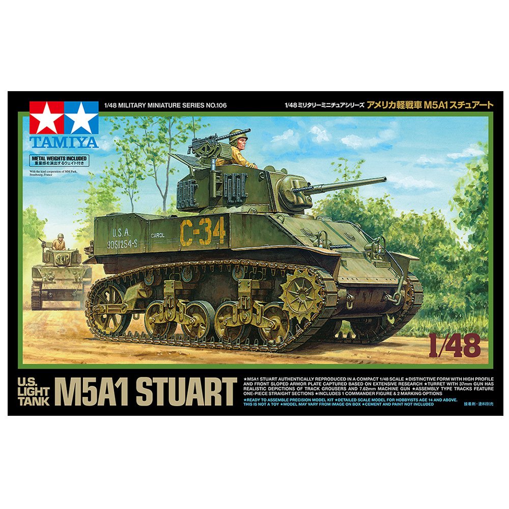 U.S. Light Tank M5A1 Stuart 1/48 - Tamiya Scale Model Kit