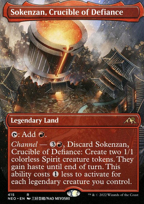 Sokenzan, Crucible of Defiance (Borderless Alternate Art) [Kamigawa: Neon Dynasty]