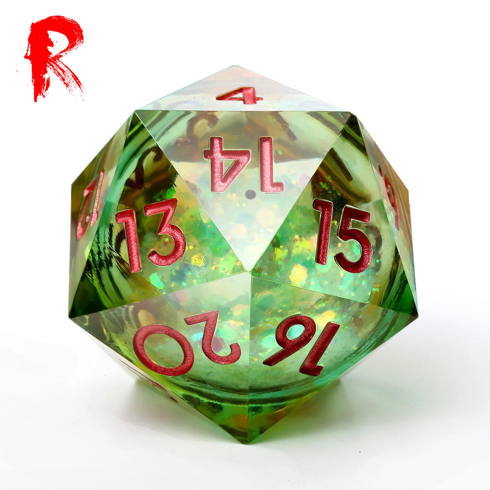 Large 33mm D20 Green Resin Liquid Core Constellation - Ronin Games Dice