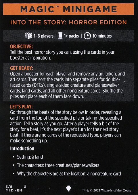 Into the Story: Horror Edition (Magic Minigame) [Innistrad: Midnight Hunt Minigame]