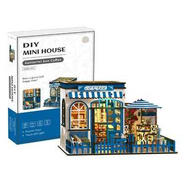 Santorini Sun Coffee DIY Mini House 3D Puzzle [AW02-002]