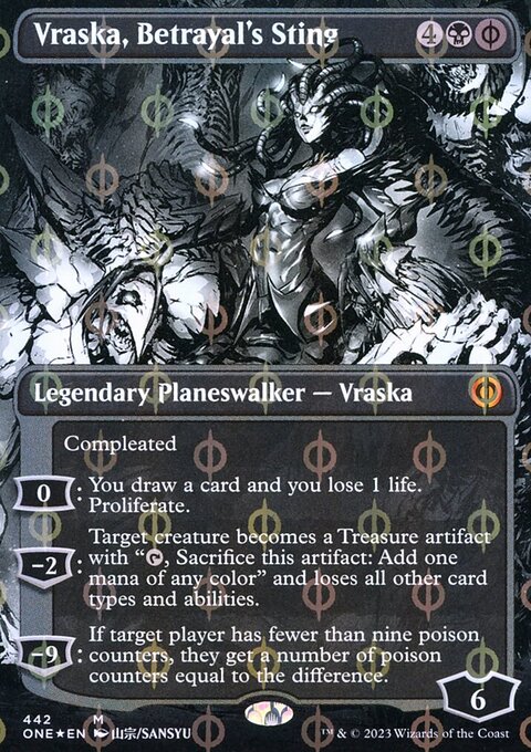 Vraska, Betrayal's Sting (Borderless Manga Step-and-Compleat Foil) [Phyrexia: All Will Be One]