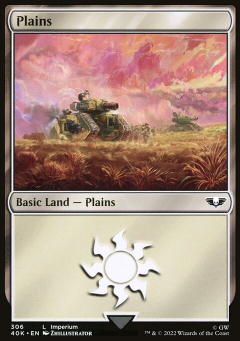 Plains (306) (Surge Foil) [Warhammer 40,000]