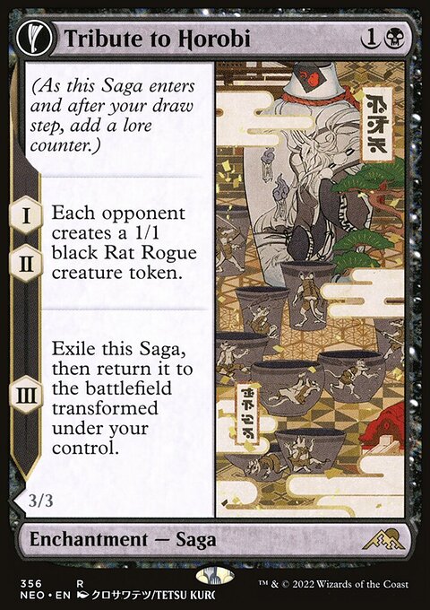 Tribute to Horobi // Echo of Death's Wail (Showcase Soft Glow) [Kamigawa: Neon Dynasty]