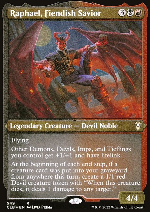 Raphael, Fiendish Savior (Foil Etched) [Commander Legends: Battle for Baldur's Gate]