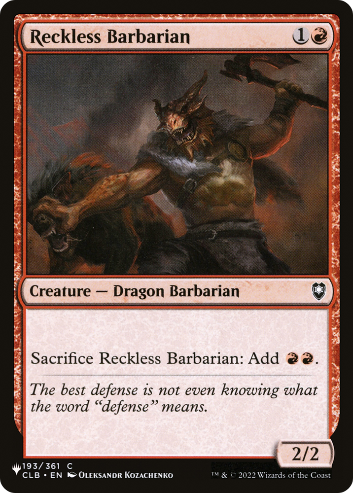 Reckless Barbarian [The List]