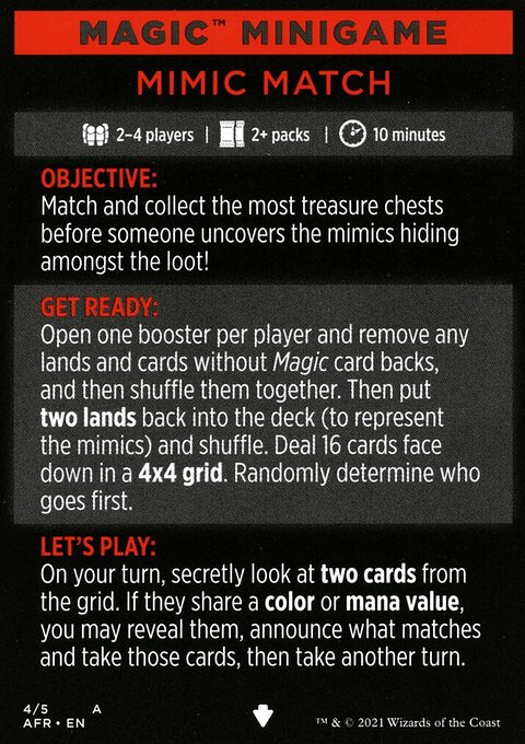 Mimic Match (Magic Minigame) [Dungeons & Dragons: Adventures in the Forgotten Realms Minigame]