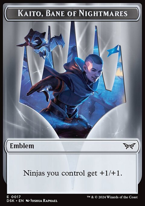 Emblem - Kaito, Bane of Nightmares // Manifest Double-Sided Token [Duskmourn: House of Horror Tokens]