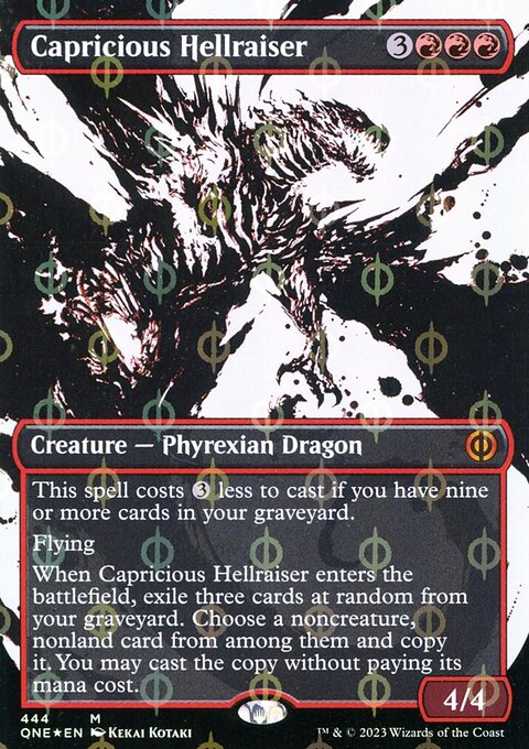 Capricious Hellraiser (Borderless Ichor Step-and-Compleat Foil) [Phyrexia: All Will Be One]