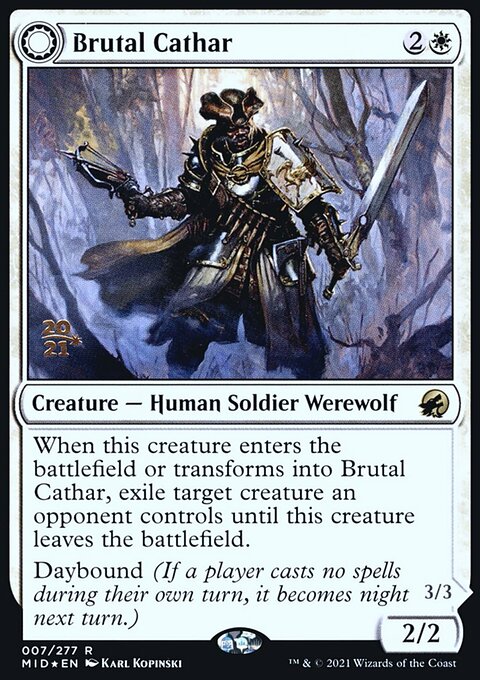 Brutal Cathar // Moonrage Brute [Innistrad: Midnight Hunt Prerelease Promos]