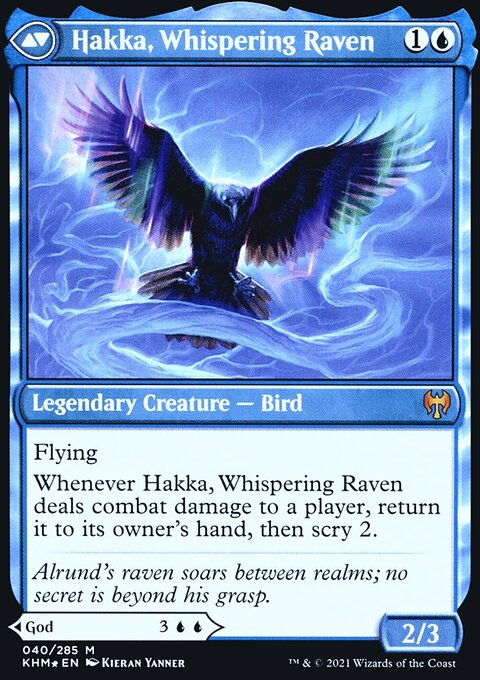 Alrund, God of the Cosmos // Hakka, Whispering Raven [Kaldheim Prerelease Promos]