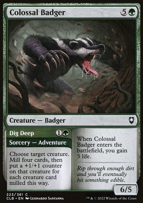 Colossal Badger // Dig Deep [Commander Legends: Battle for Baldur's Gate]