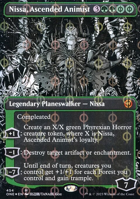 Nissa, Ascended Animist (Borderless Manga Step-and-Compleat Foil) [Phyrexia: All Will Be One]