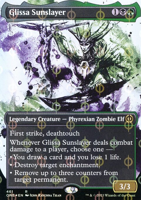 Glissa Sunslayer (Borderless Ichor Step-and-Compleat Foil) [Phyrexia: All Will Be One]