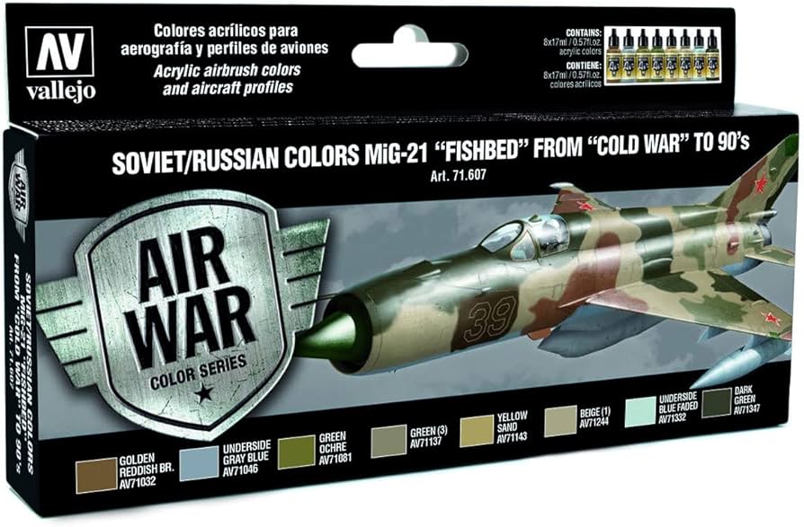 Vallejo Model Air - Soviet / Russian Colors Mig-21 "Fishbed" From 50'S To 90'S 8 Colour Set