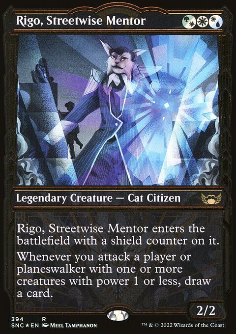 Rigo, Streetwise Mentor (Showcase Golden Age Gilded Foil) [Streets of New Capenna]