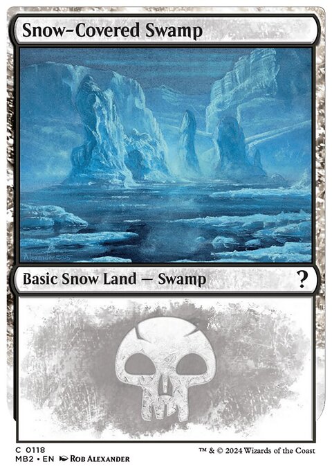 Snow-Covered Swamp (White Border) [Mystery Booster 2]