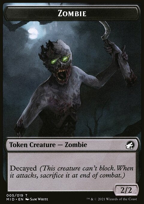 Zombie (005) // Elemental Double-Sided Token [Innistrad: Midnight Hunt Tokens]
