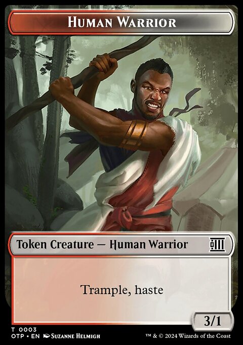 Human Warrior // Plot Double-Sided Token [Outlaws of Thunder Junction: Breaking News Tokens]