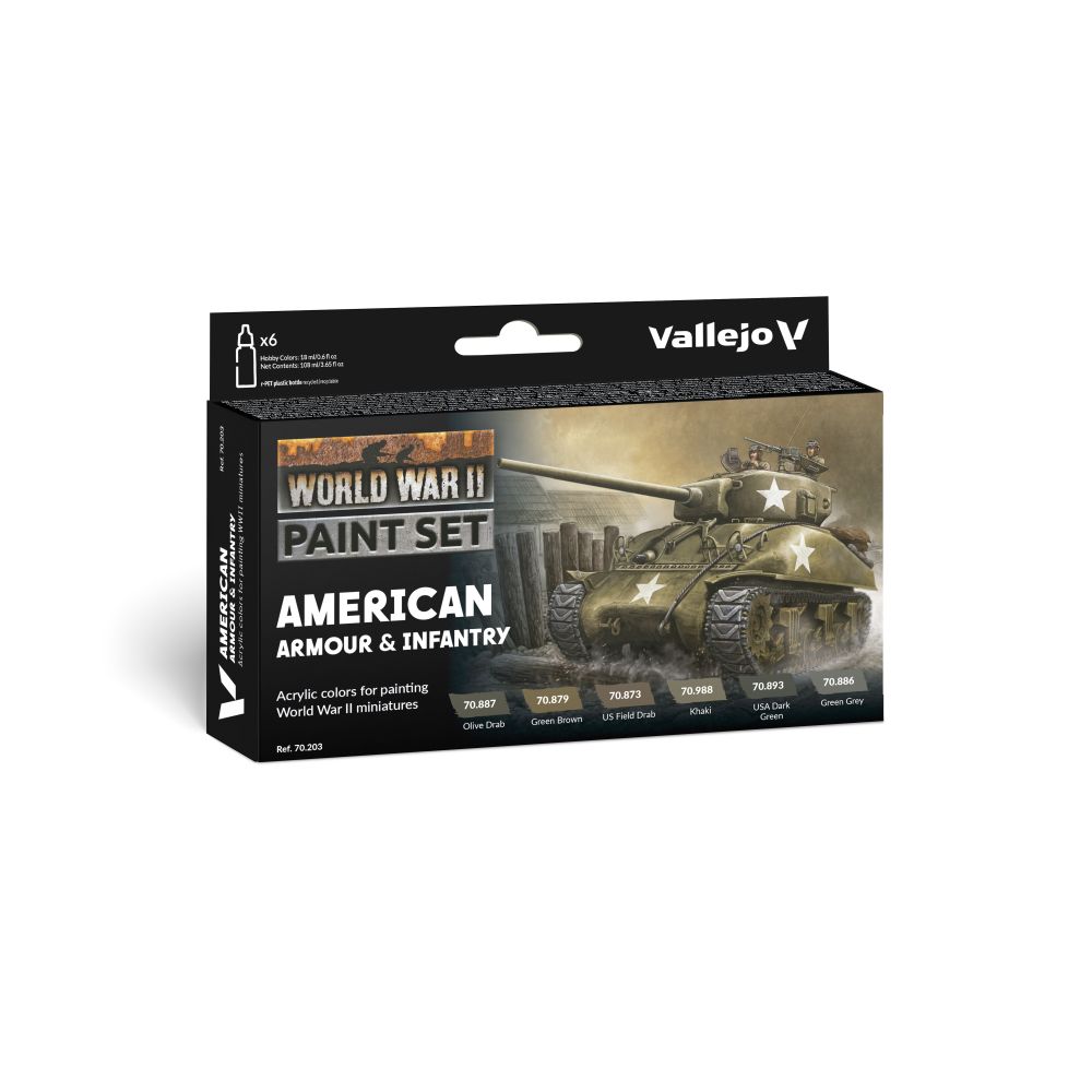 Vallejo - Model Colour - American Armour & Infantry  WWII 6 Colour Set