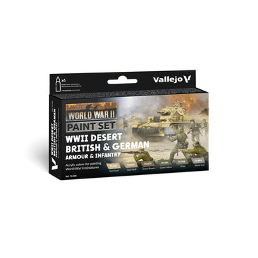 Vallejo - Model Colour - Desert British & German Armour & Infantry  WWII 6 Colour Set