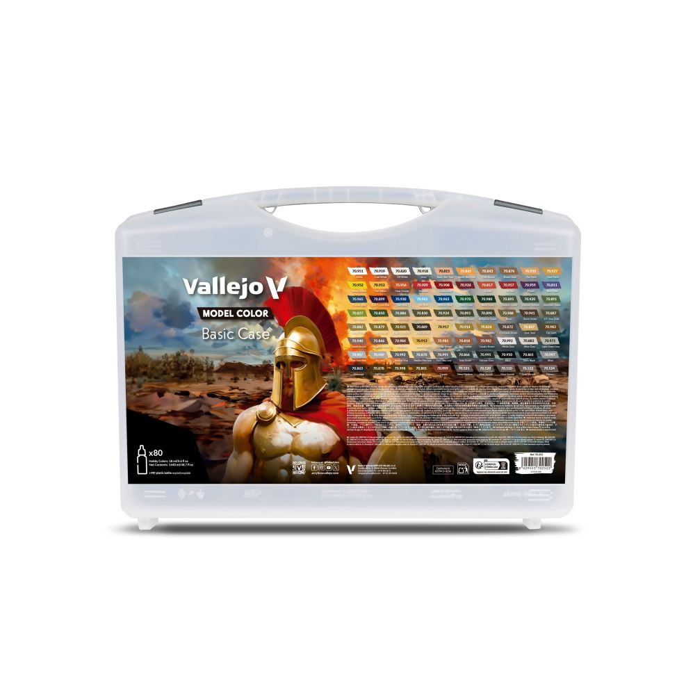Vallejo - Model Colour - Basic Case. Includes: 75 Basic Colors + 5 Auxiliaries 80 Colours