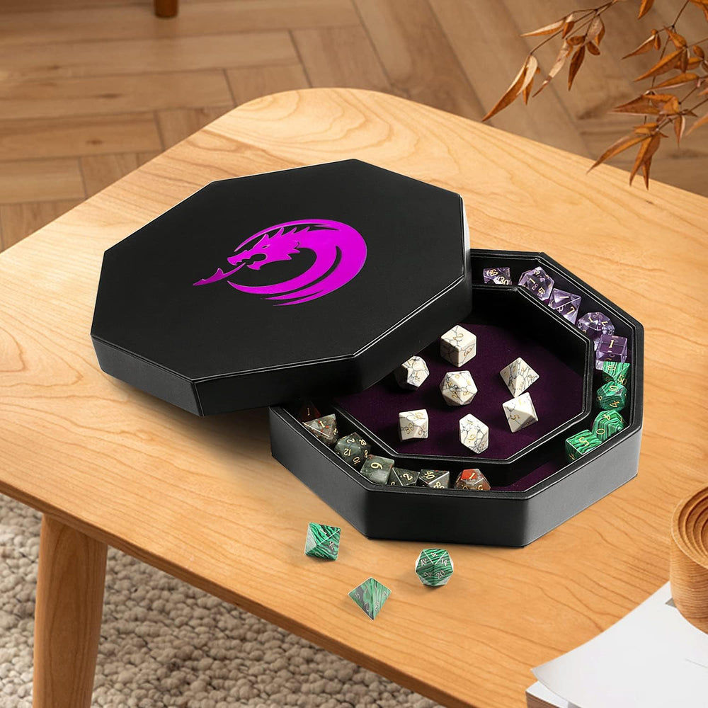 Octagon Dice Tray and Storage - Purple