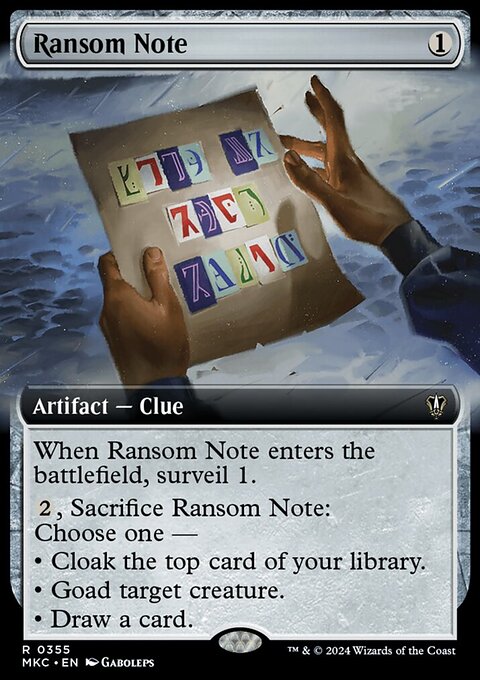 Ransom Note (0355) (Extended Art) [Murders at Karlov Manor Commander]