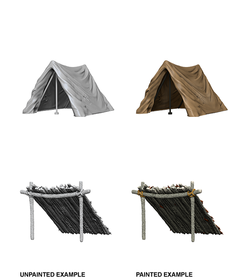 WizKids Deep Cuts Unpainted Miniatures Tent & Lean-To