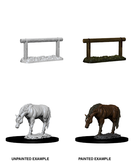 WizKids Deep Cuts Unpainted Miniatures Horse & Hitch