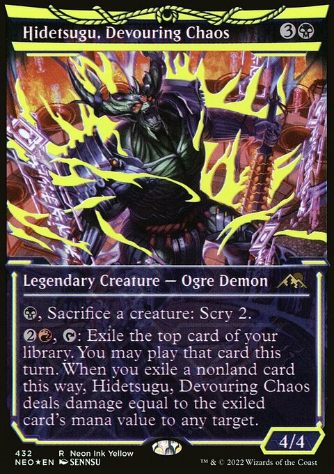Hidetsugu, Devouring Chaos (Neon Ink Yellow) [Kamigawa: Neon Dynasty]