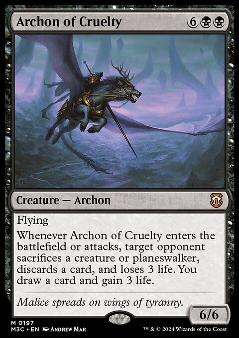 Archon of Cruelty (Ripple Foil) [Modern Horizons 3 Commander]