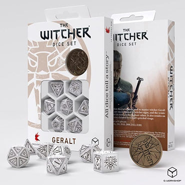 Q Workshop The Witcher Dice Set Geralt - The White Wolf Dice Set 7 With Coin
