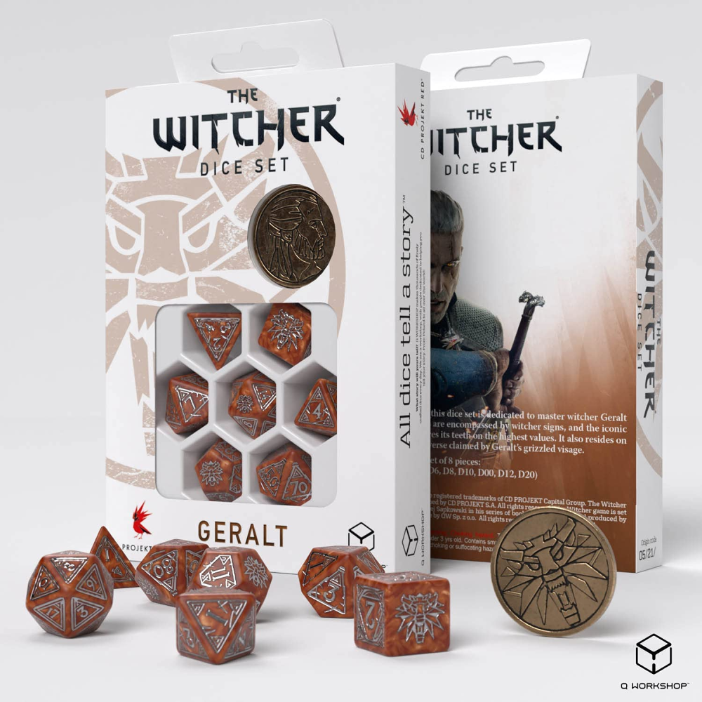 Q Workshop The Witcher Dice Set Geralt - The Monster Slayer Dice Set 7 With Coin