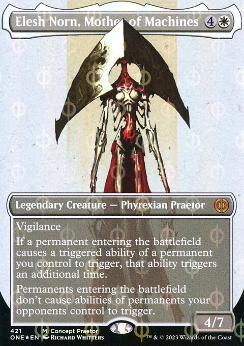 Elesh Norn, Mother of Machines (Borderless Concept Praetors Step-and-Compleat Foil) [Phyrexia: All Will Be One]